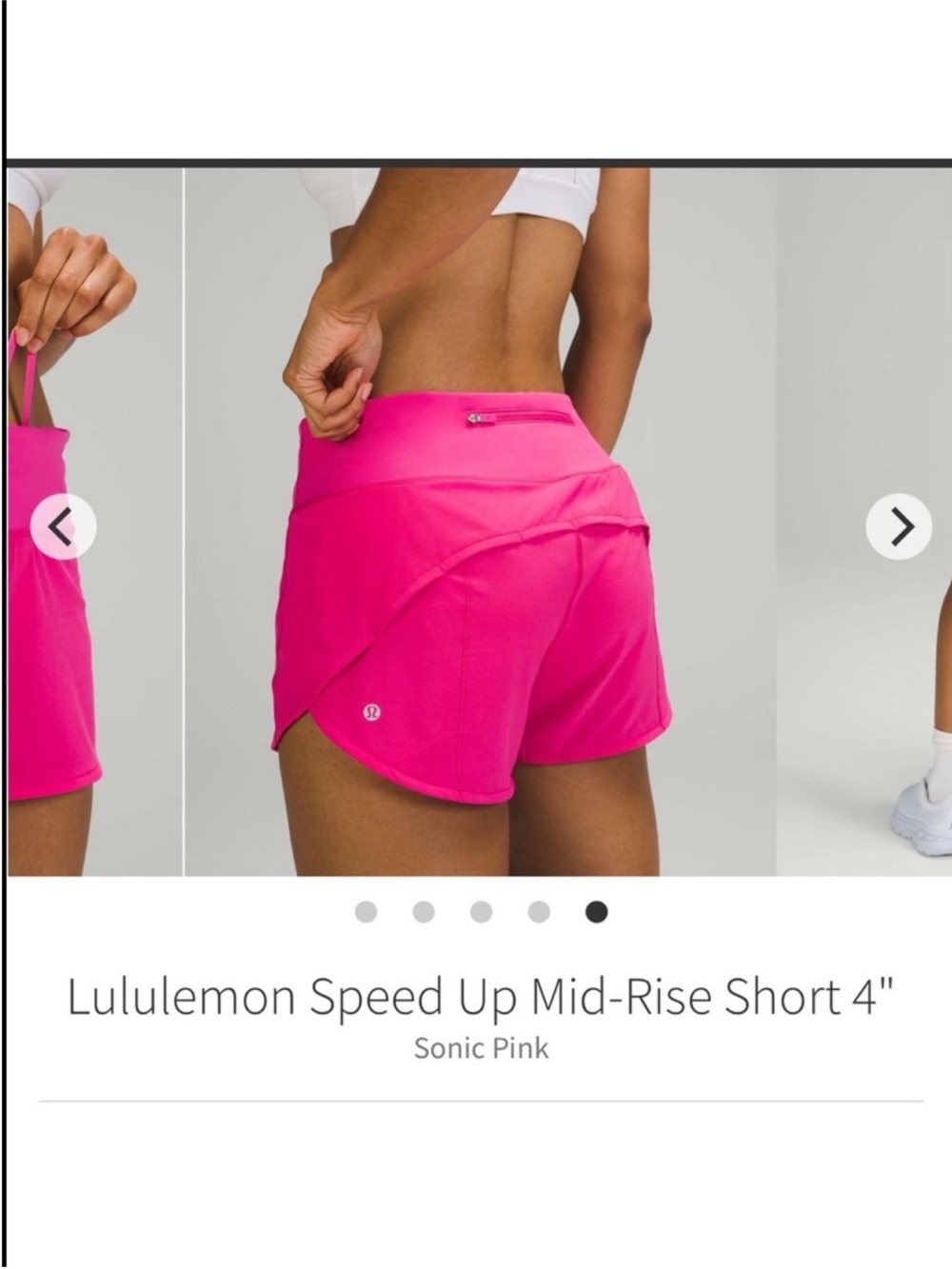 Lululemon Speed Up Mid Rise Shorts 4" Sonic Pink Sz 6